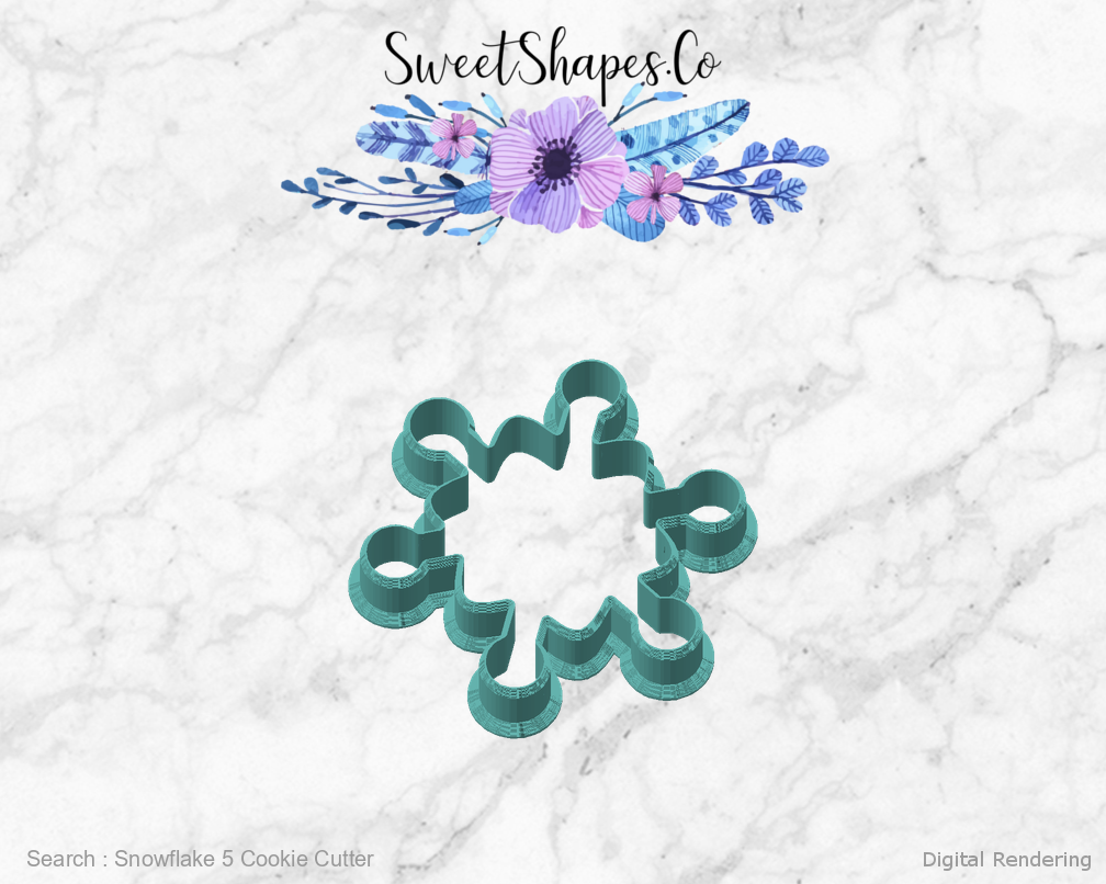 Snowflake 5 Cookie Cutter — angled front view