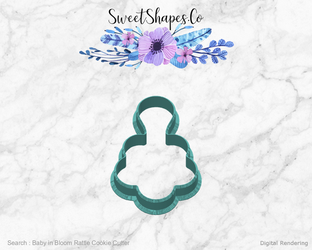 Baby in Bloom Rattle Cookie Cutter — back view