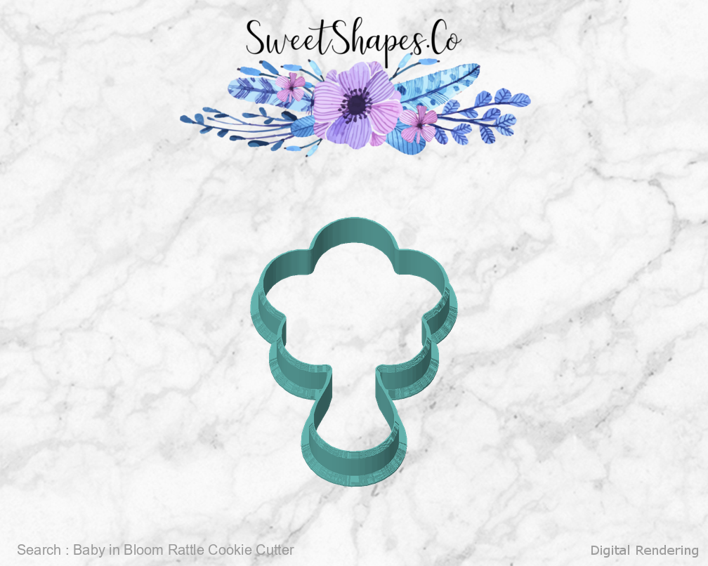 Baby in Bloom Rattle Cookie Cutter — front view