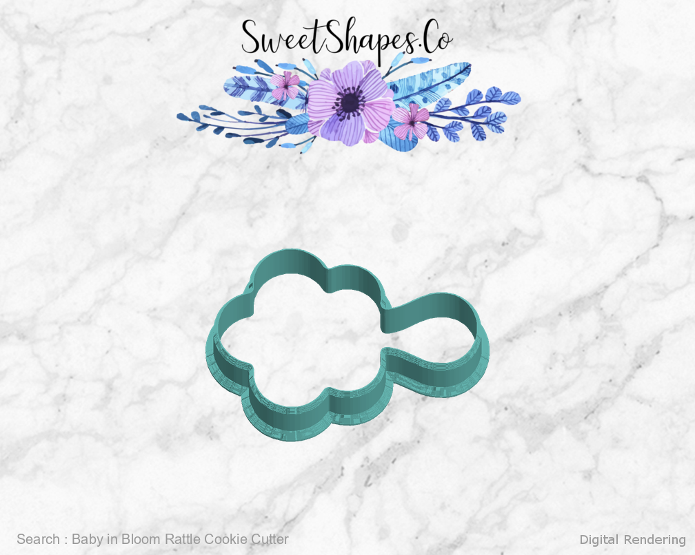 Baby in Bloom Rattle Cookie Cutter — left view