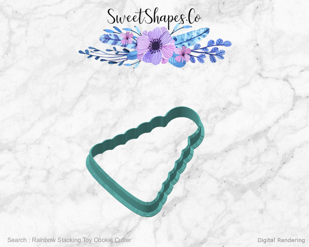 Rainbow Stacking Toy Cookie Cutter — angled front view