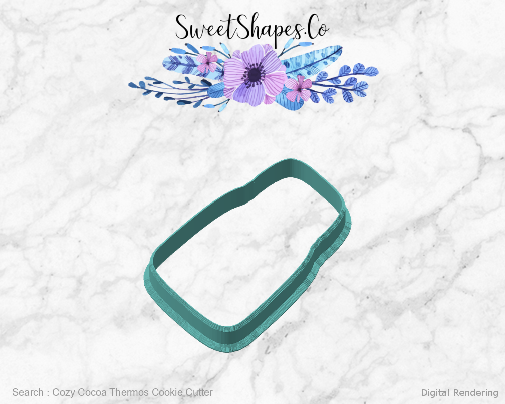 Cozy Cocoa Thermos Cookie Cutter — angled front view