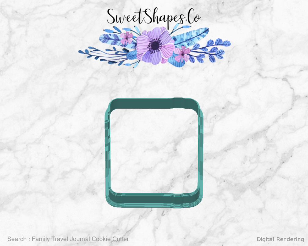 Family Travel Journal Cookie Cutter — back view