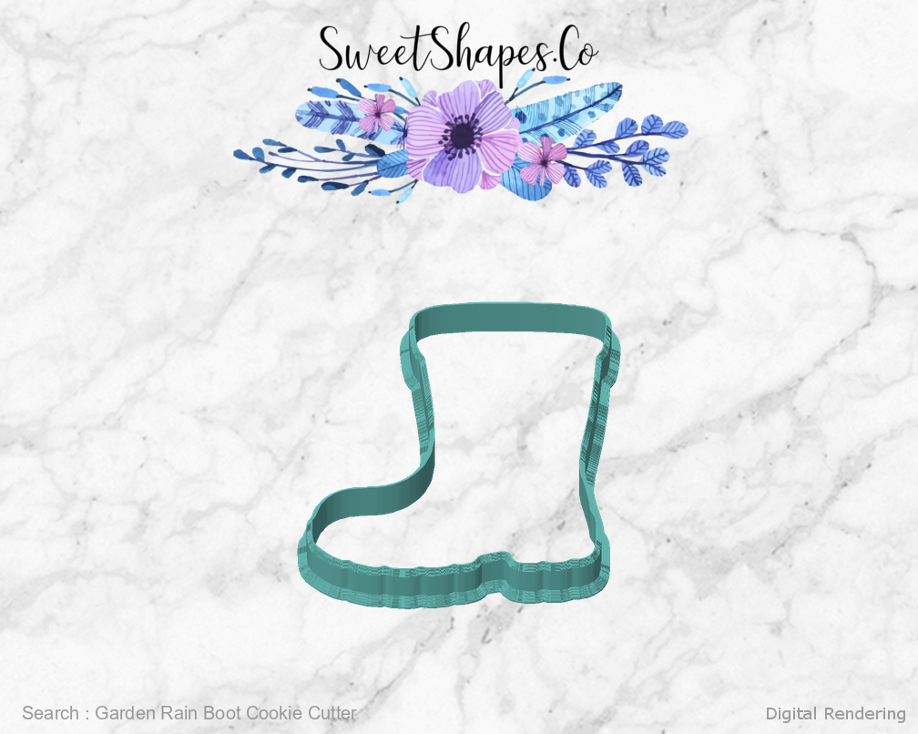 Garden Rain Boot Cookie Cutter — front view