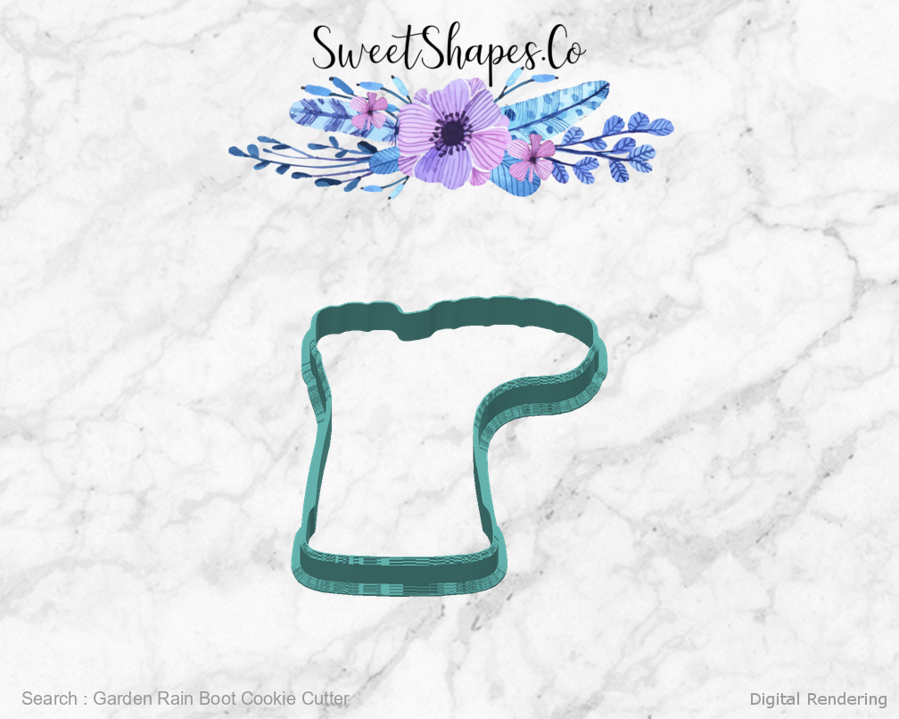 Garden Rain Boot Cookie Cutter — back view
