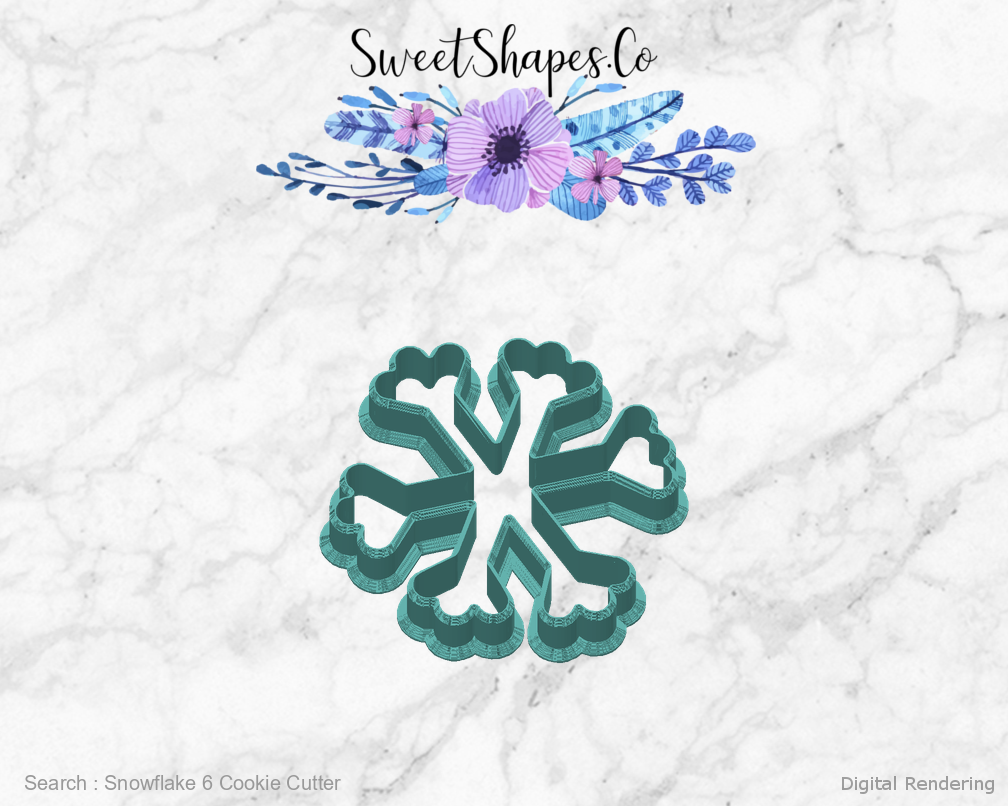 Snowflake 6 Cookie Cutter — back view