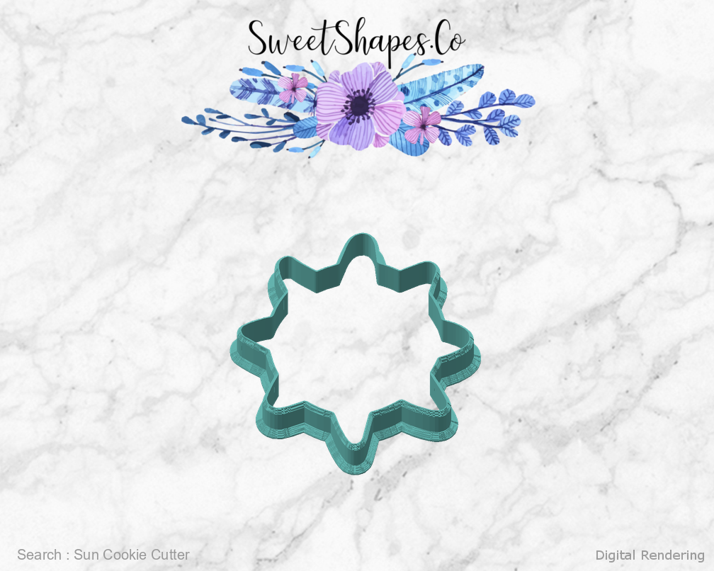 Sun Cookie Cutter — angled front view