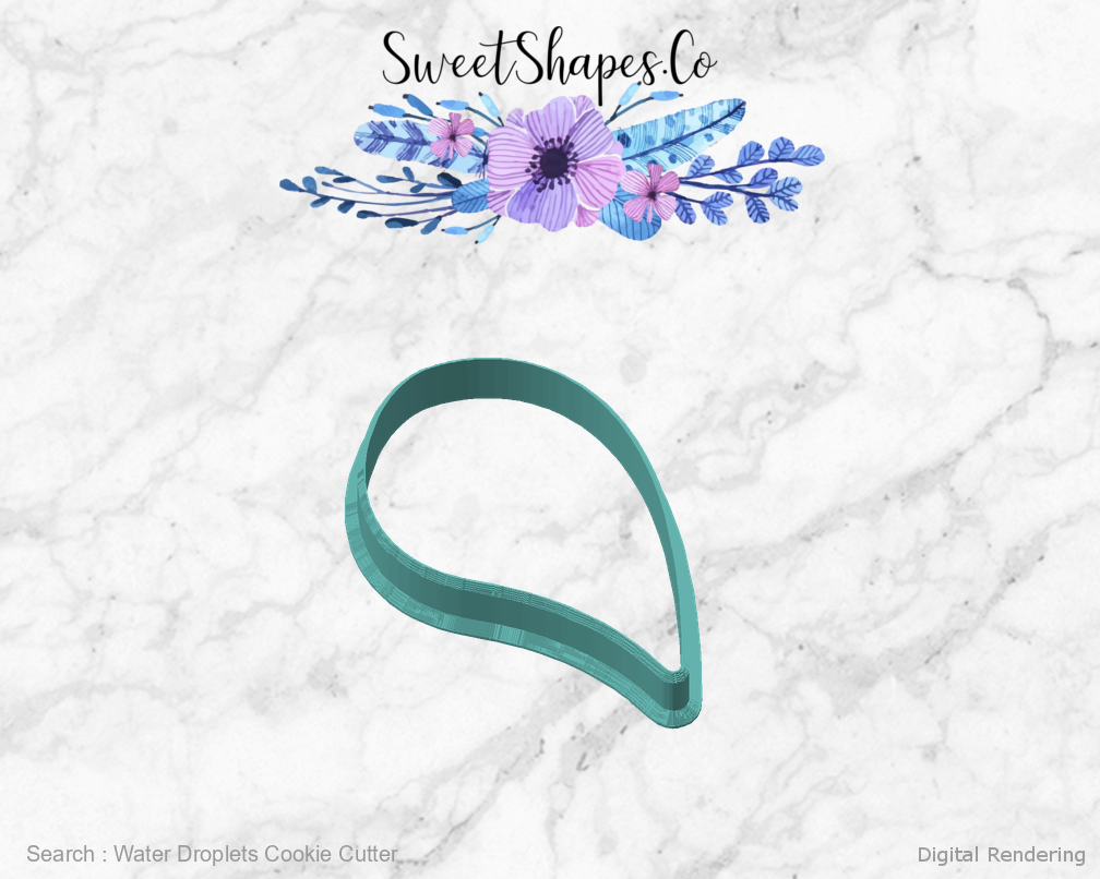 Water Droplets Cookie Cutter — angled front view