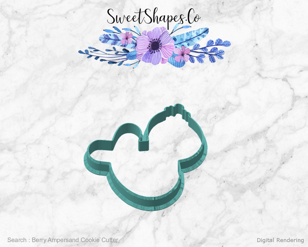 Berry Ampersand Cookie Cutter — angled front view
