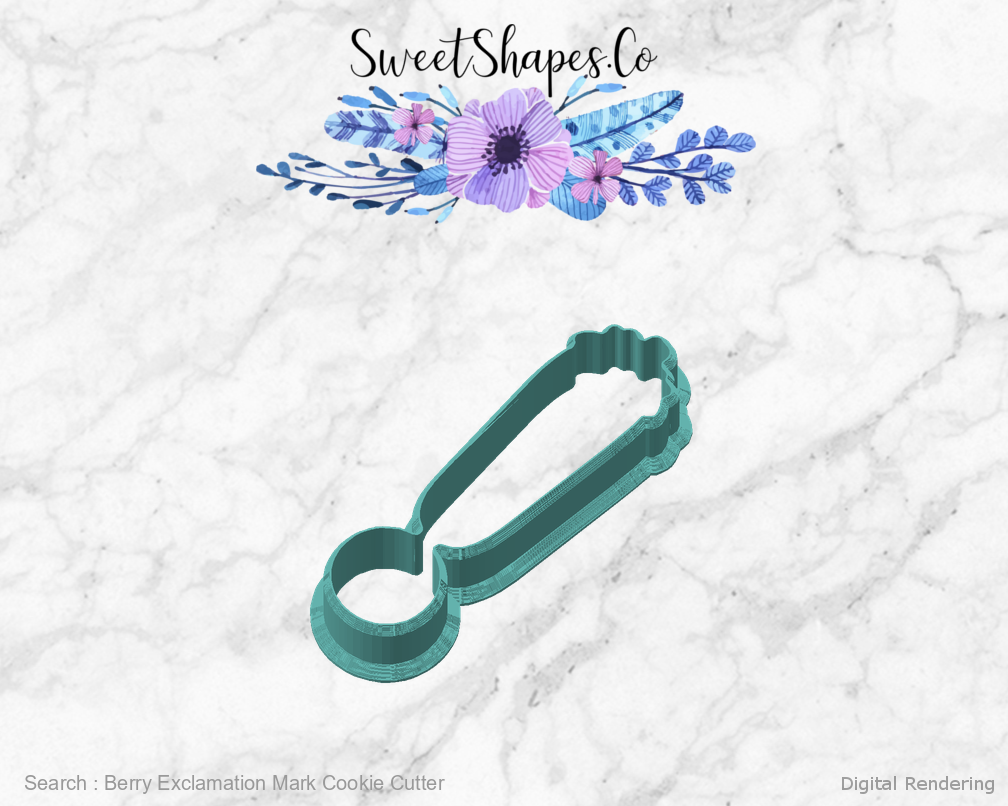 Berry Exclamation Mark Cookie Cutter — angled front view