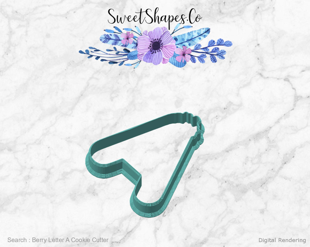 Berry Letter A Cookie Cutter — angled front view