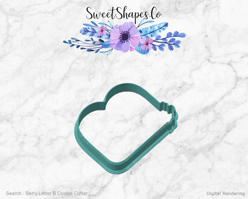 Berry Letter B Cookie Cutter — angled front view