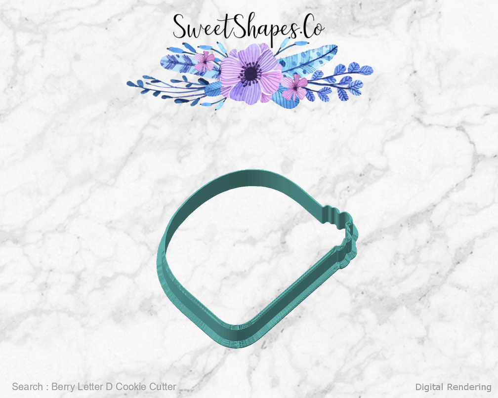 Berry Letter D Cookie Cutter — angled front view