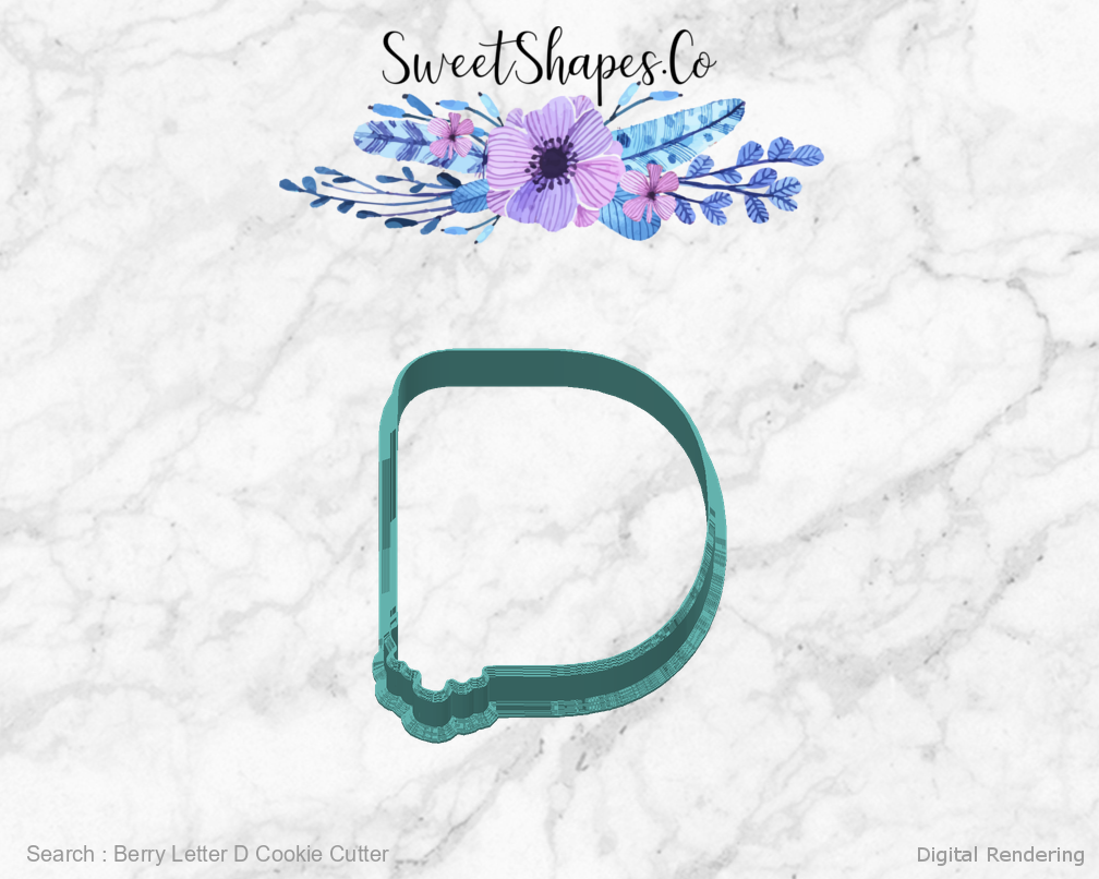 Berry Letter D Cookie Cutter — back view