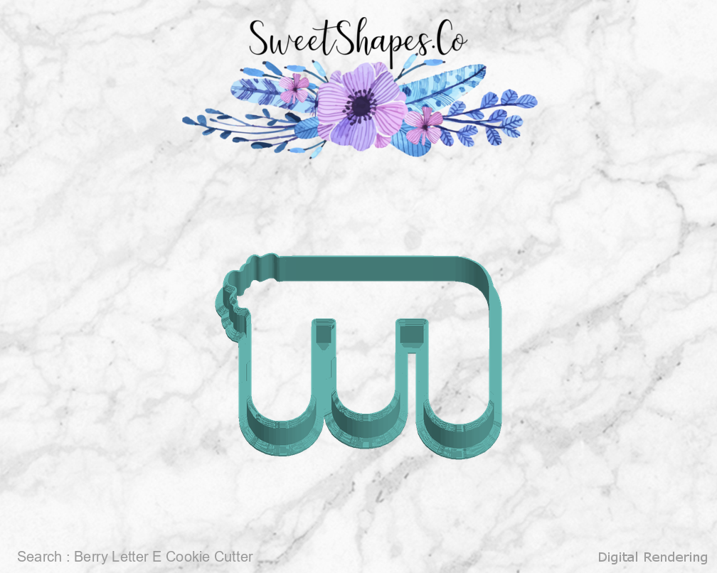 Berry Letter E Cookie Cutter — left view
