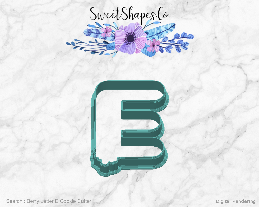 Berry Letter E Cookie Cutter — back view