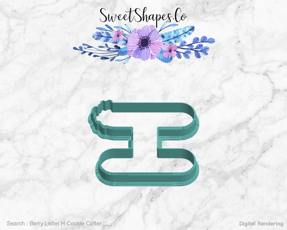 Berry Letter H Cookie Cutter — left view