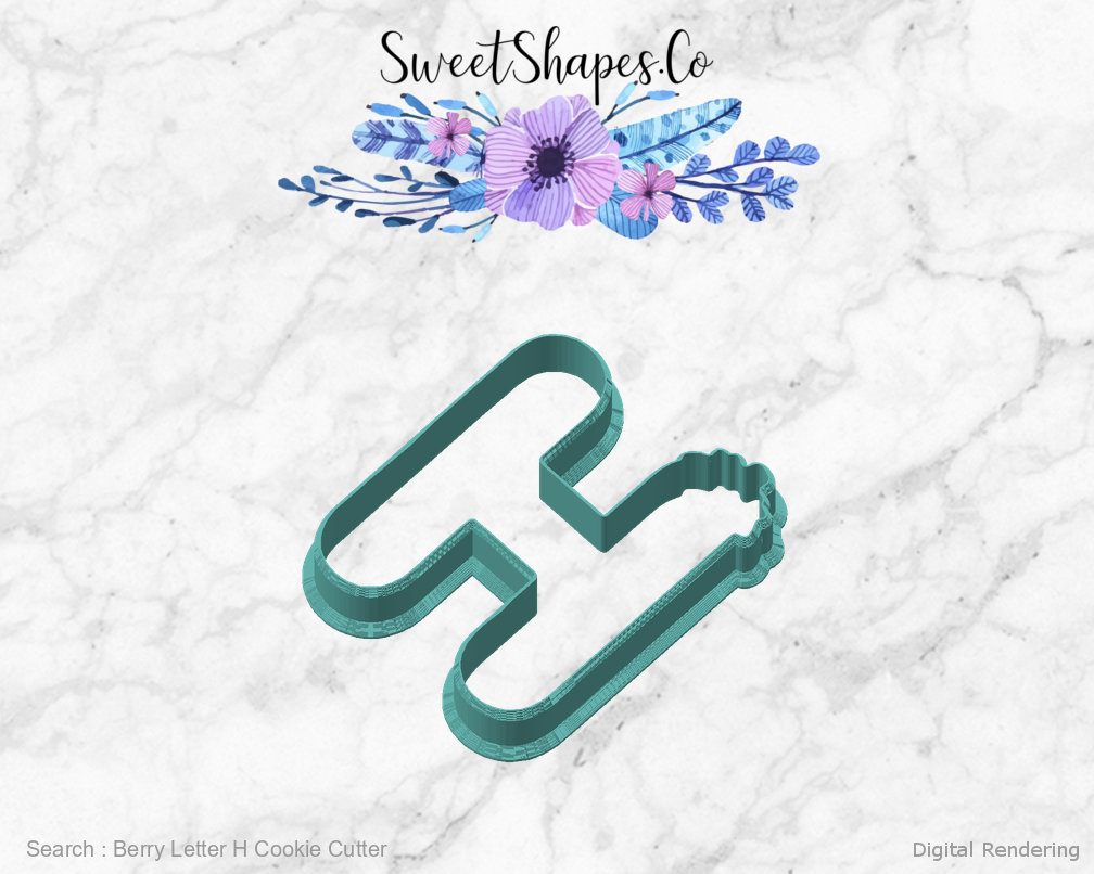 Berry Letter H Cookie Cutter — angled front view