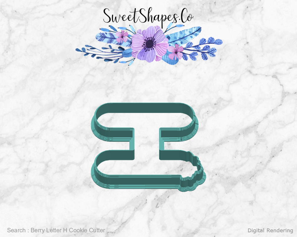 Berry Letter H Cookie Cutter — right view