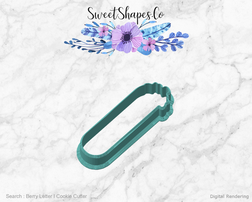 Berry Letter I Cookie Cutter — angled front view