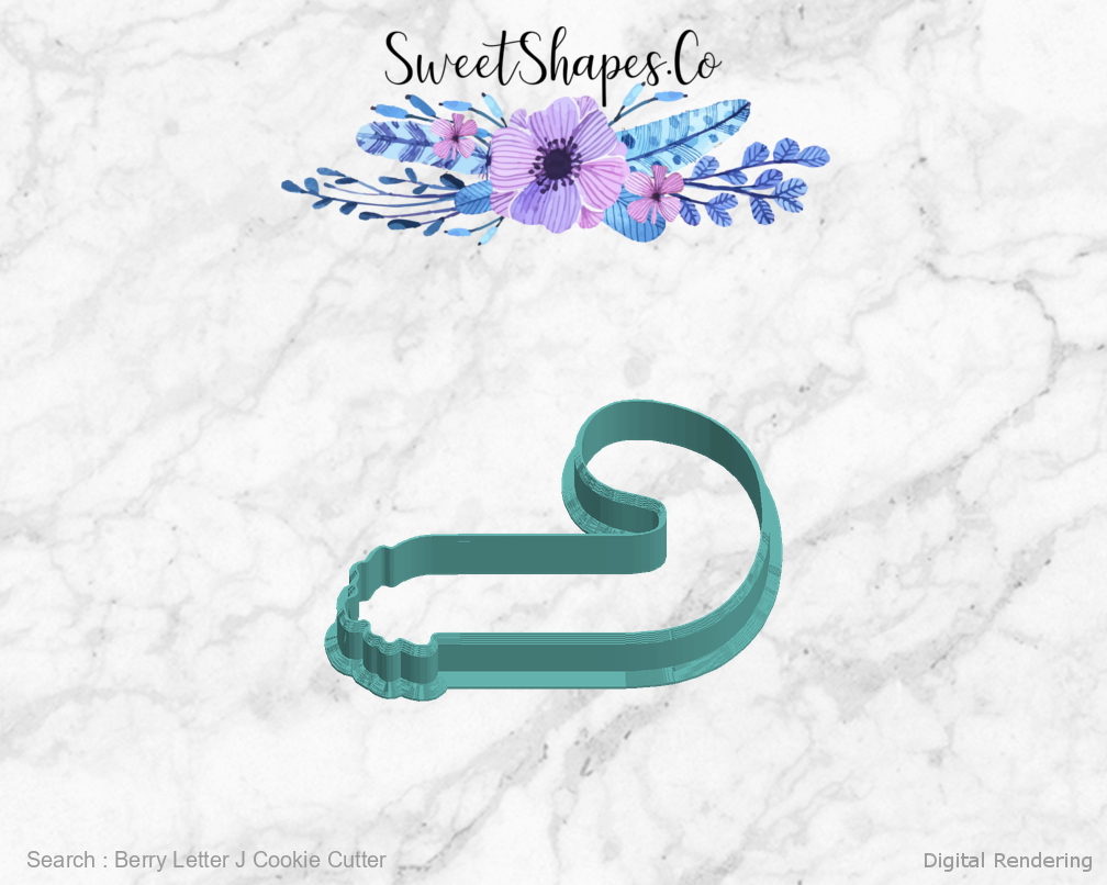Berry Letter J Cookie Cutter — left view