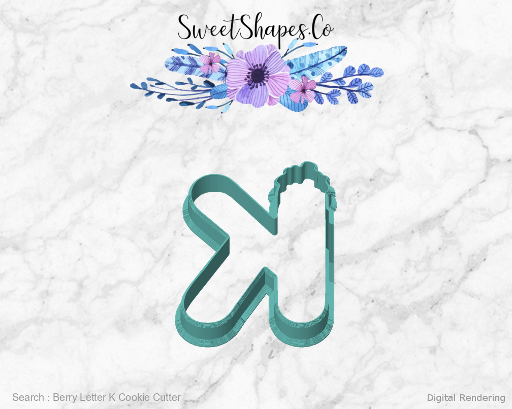 Berry Letter K Cookie Cutter — front view