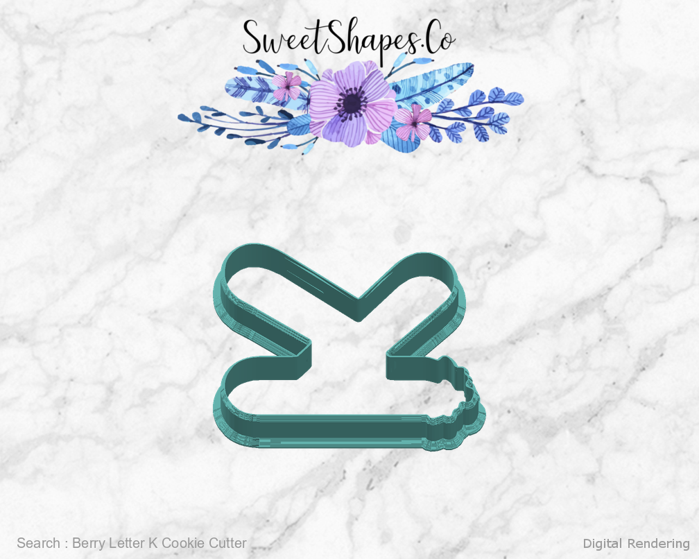 Berry Letter K Cookie Cutter — right view