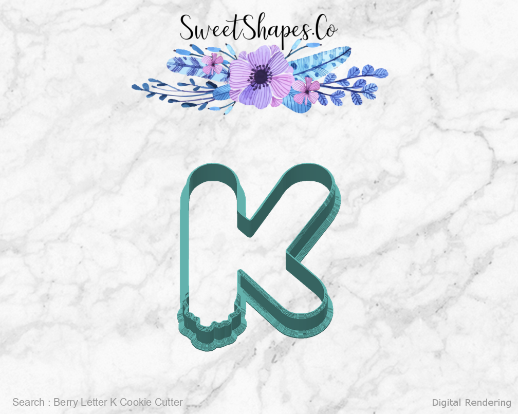 Berry Letter K Cookie Cutter — back view