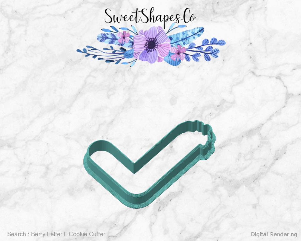Berry Letter L Cookie Cutter — angled front view