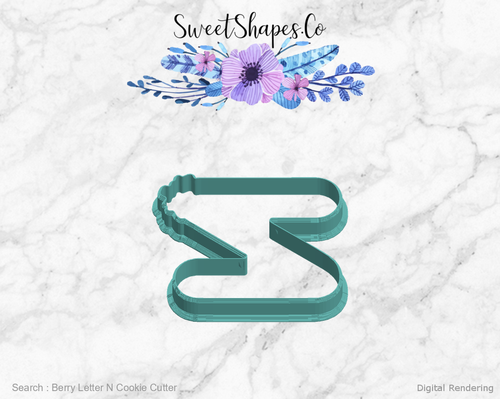 Berry Letter N Cookie Cutter — left view