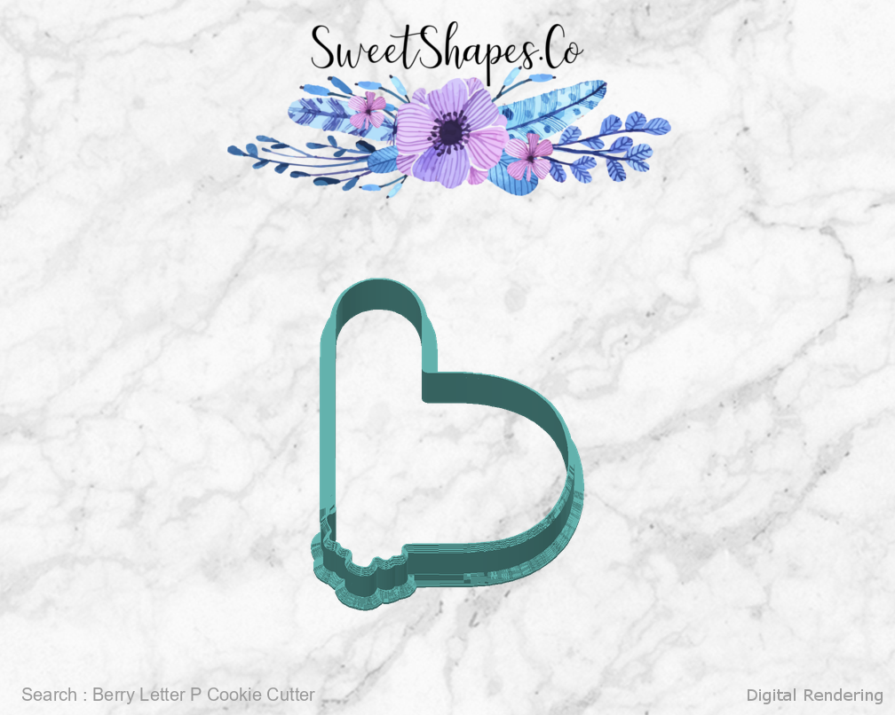 Berry Letter P Cookie Cutter — back view