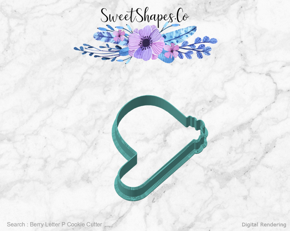 Berry Letter P Cookie Cutter — angled front view