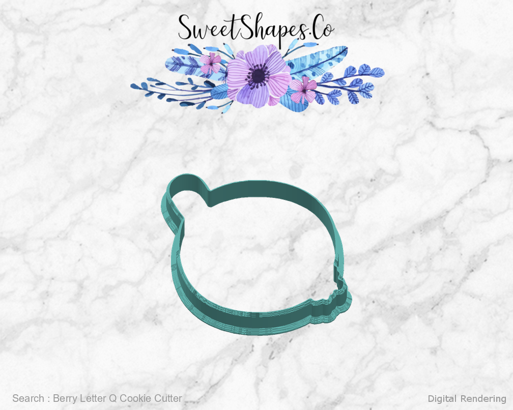 Berry Letter Q Cookie Cutter — right view