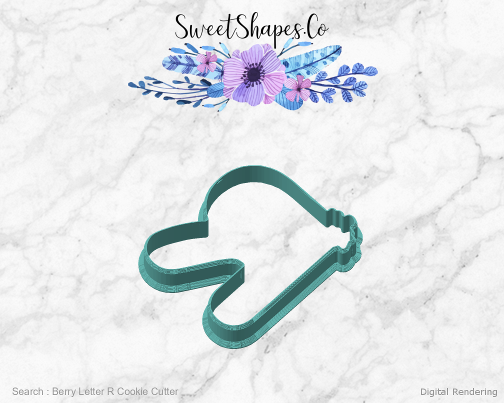 Berry Letter R Cookie Cutter — angled front view
