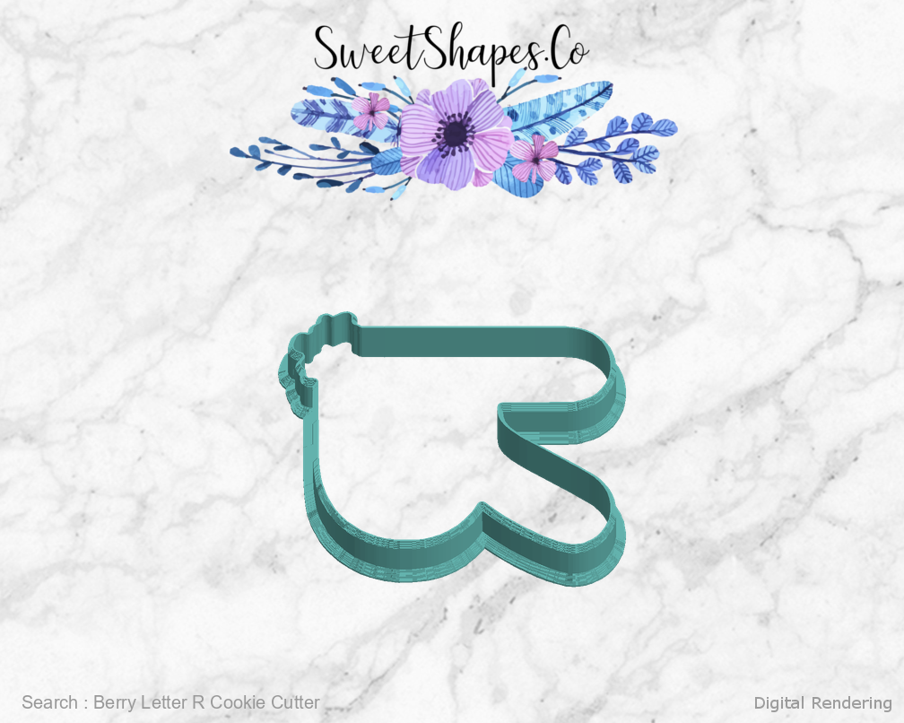 Berry Letter R Cookie Cutter — left view