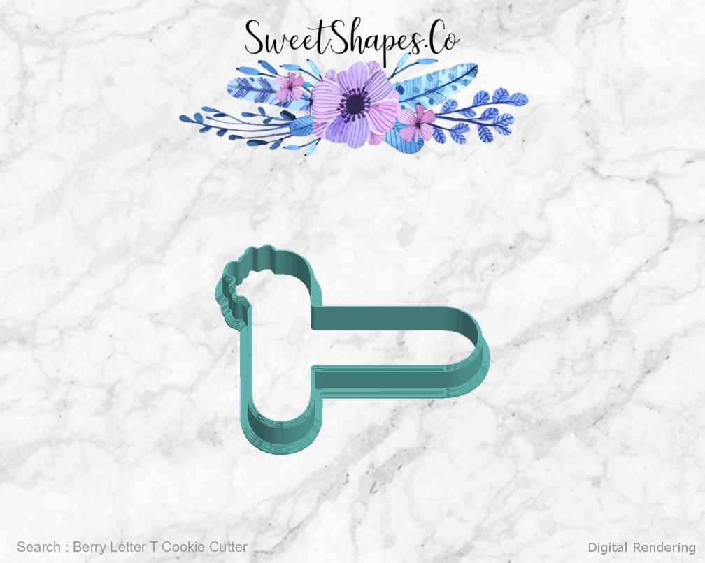 Berry Letter T Cookie Cutter — left view