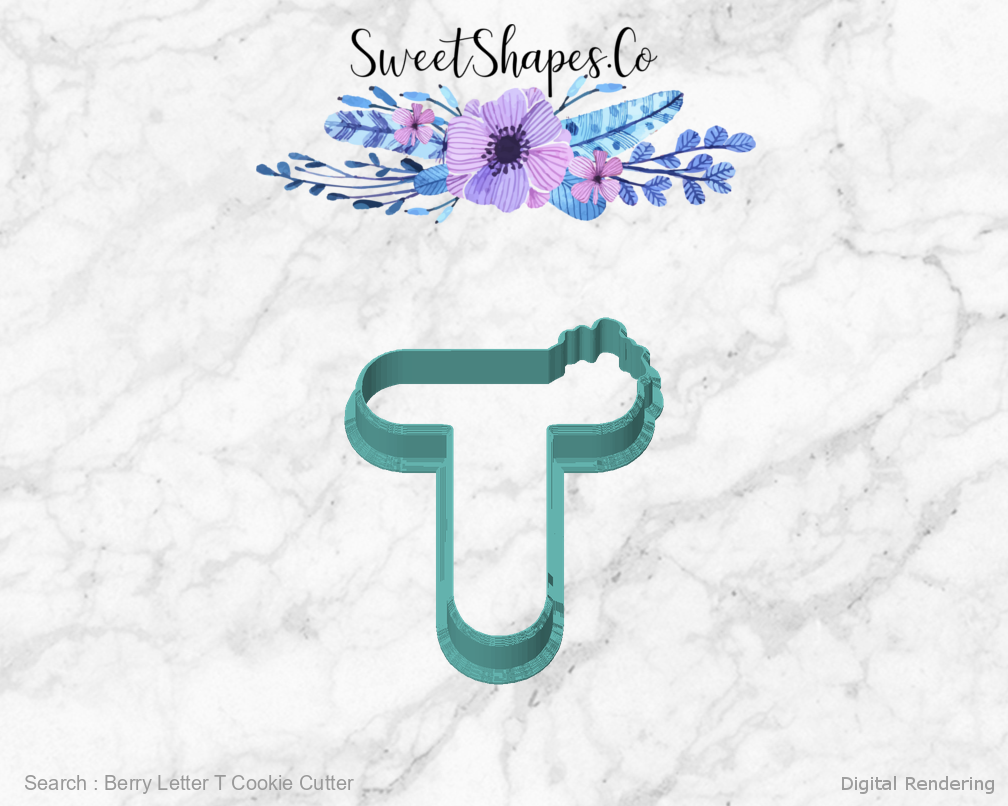 Berry Letter T Cookie Cutter — front view