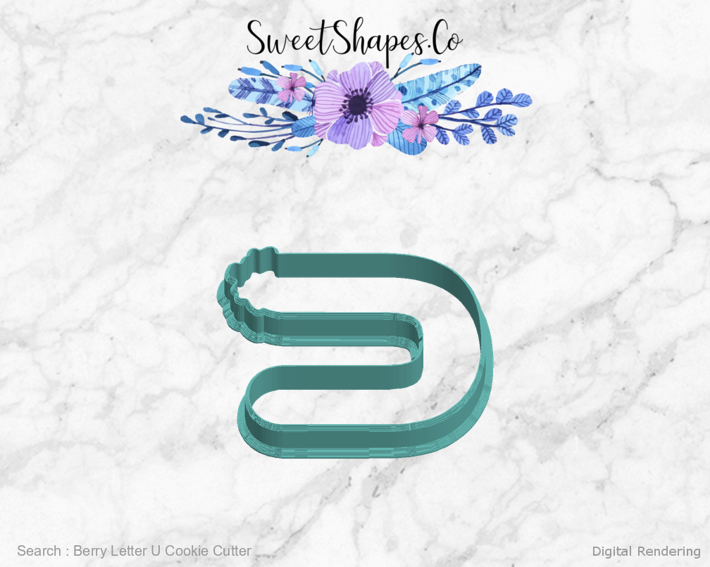 Berry Letter U Cookie Cutter — left view