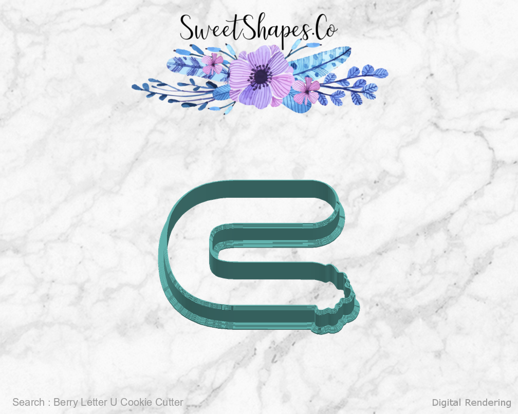 Berry Letter U Cookie Cutter — right view