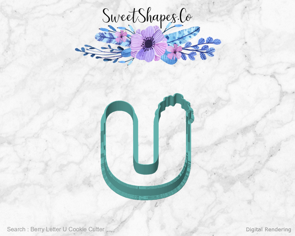 Berry Letter U Cookie Cutter — front view