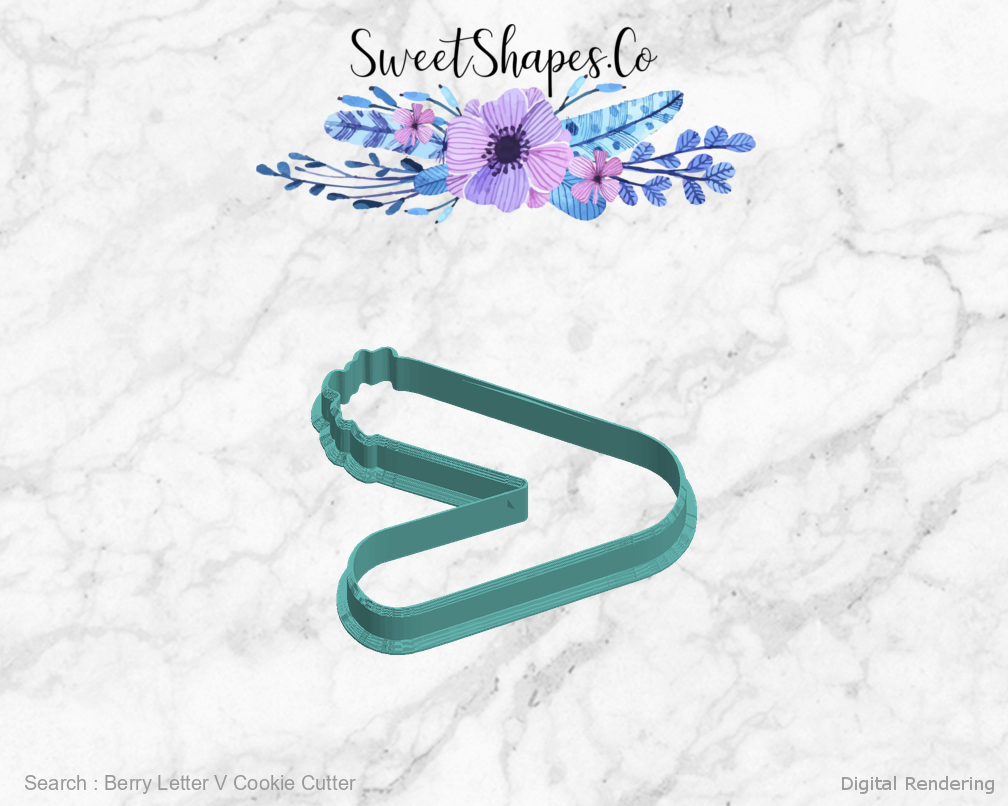 Berry Letter V Cookie Cutter — left view