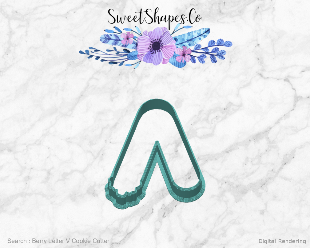 Berry Letter V Cookie Cutter — back view