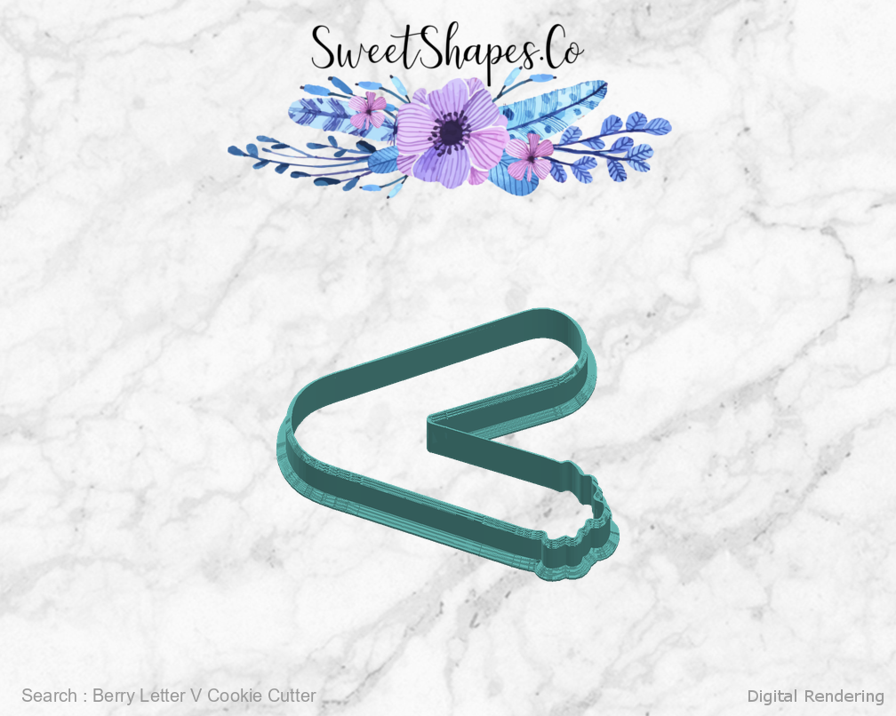Berry Letter V Cookie Cutter — right view