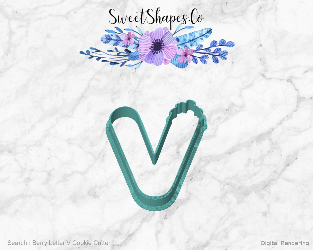 Berry Letter V Cookie Cutter — front view