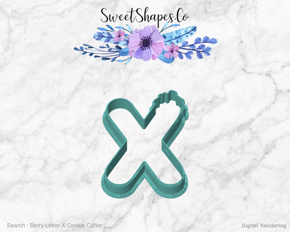 Berry Letter X Cookie Cutter — front view