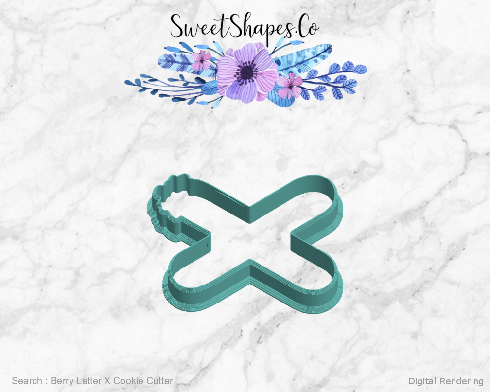 Berry Letter X Cookie Cutter — left view