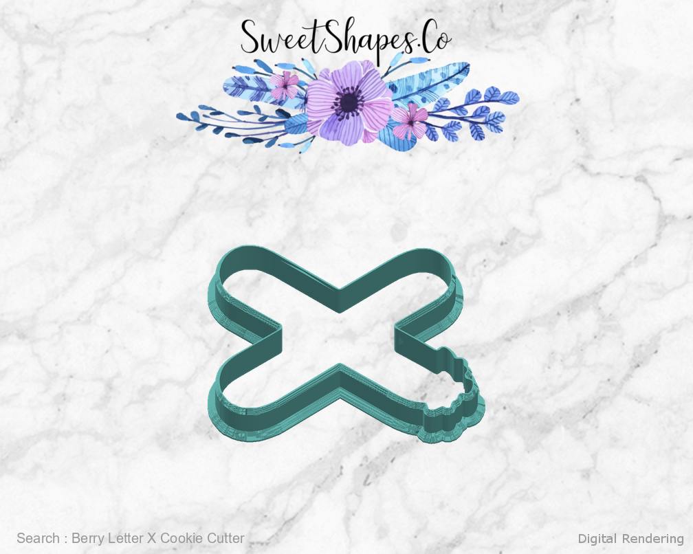 Berry Letter X Cookie Cutter — right view