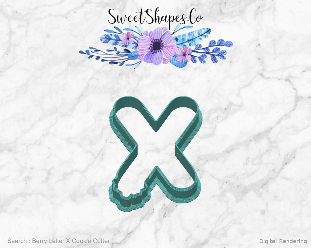 Berry Letter X Cookie Cutter — back view
