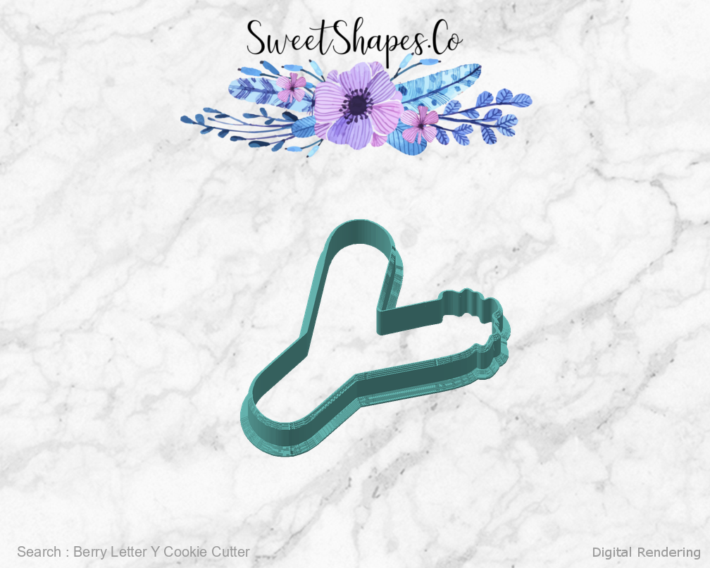 Berry Letter Y Cookie Cutter — angled front view