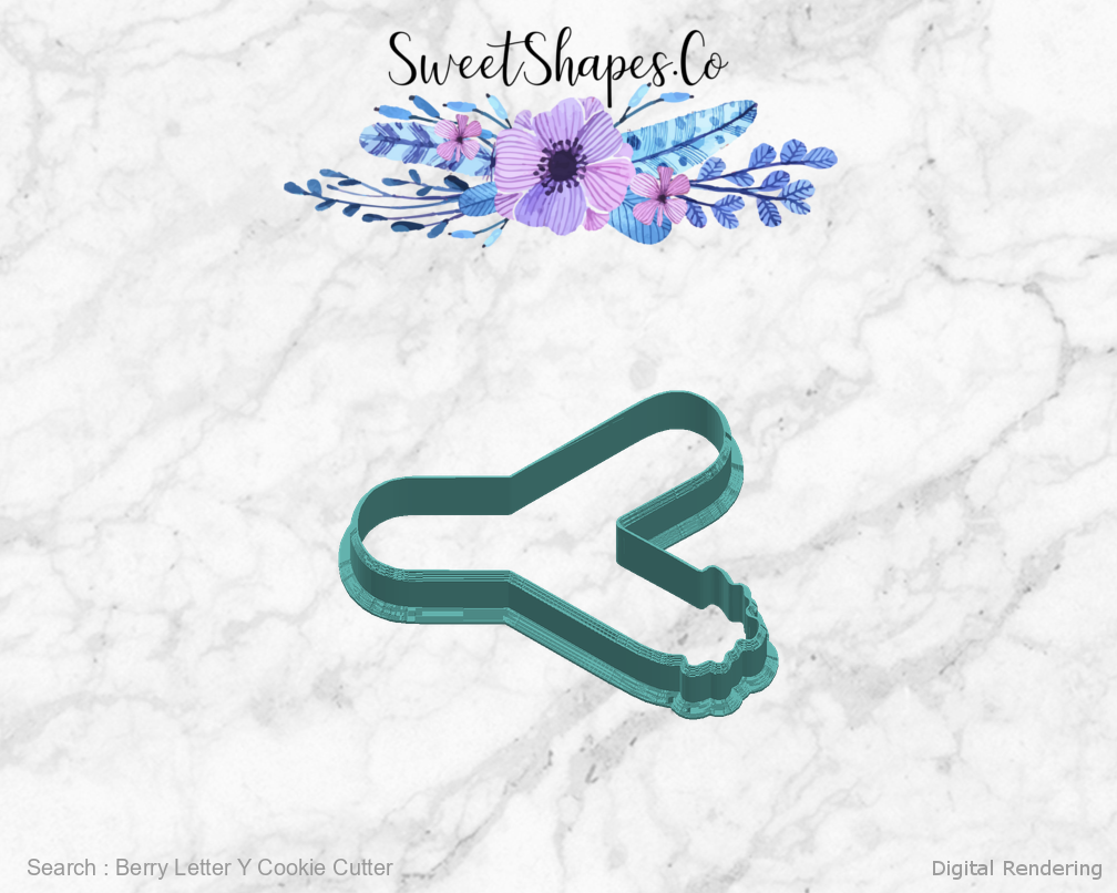 Berry Letter Y Cookie Cutter — right view
